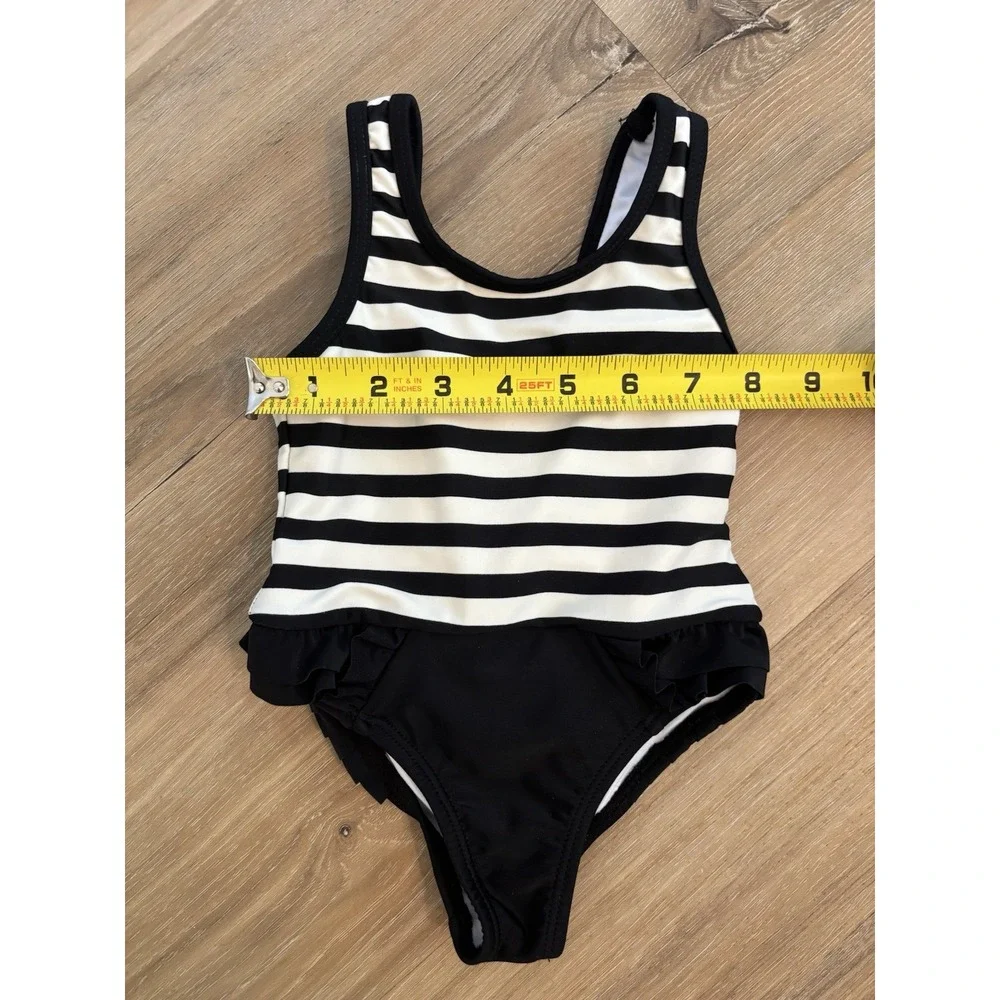 Kate Spade baby One Piece Swimsuit White‎ And Black Ruffle Detailing Bow